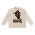 Chilling Like a Villain — Snow Washed Frayed Edge Long Sleeve T-Shirt
