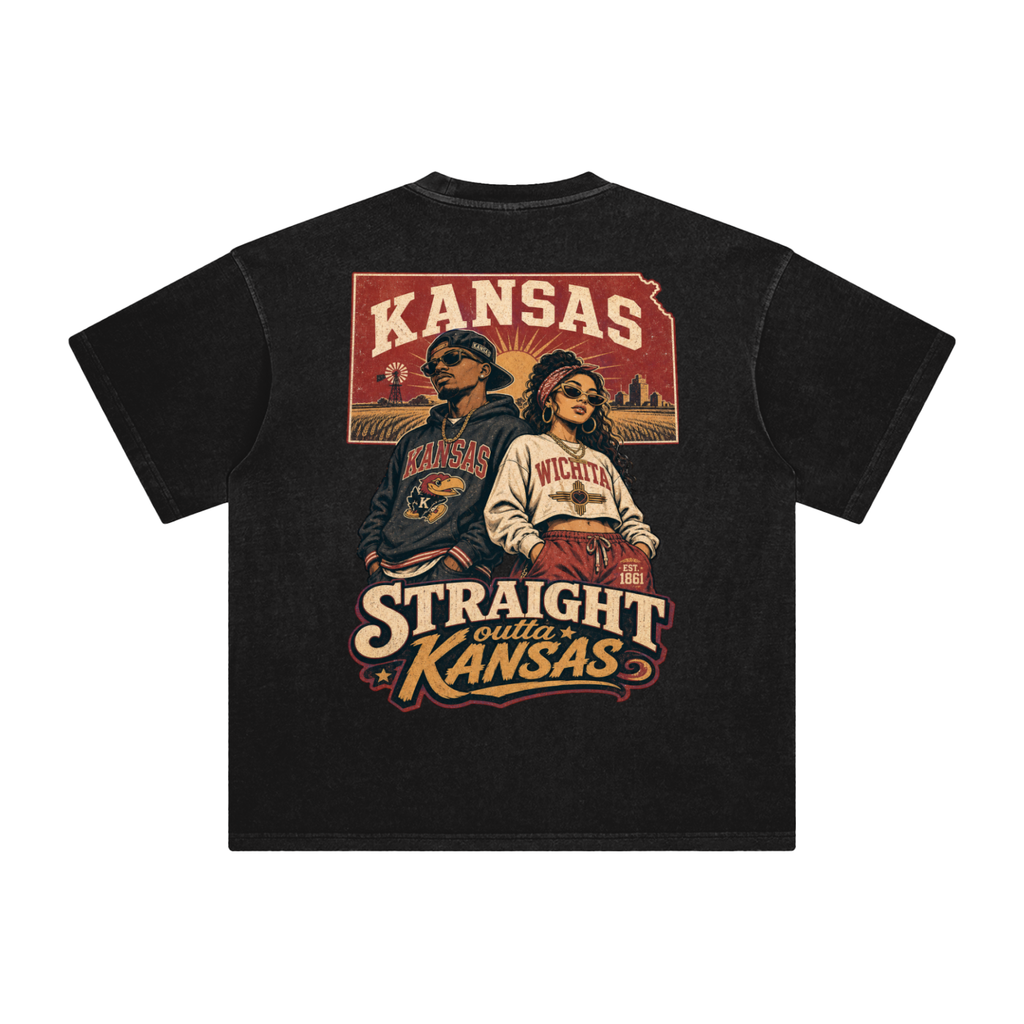 Kansas-Enzyme Washed T-Shirt