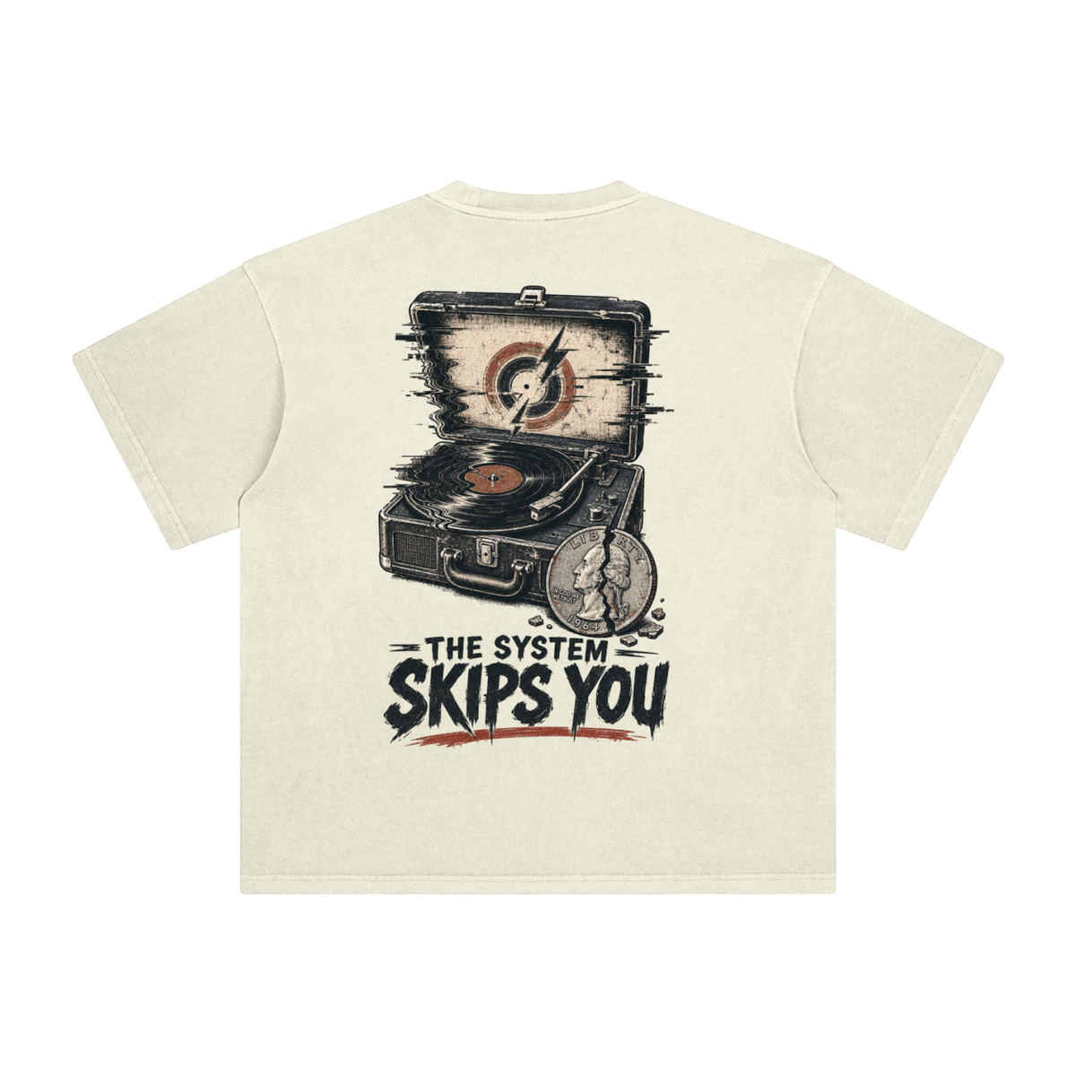 The system skips you-Enzyme Washed T-Shirt