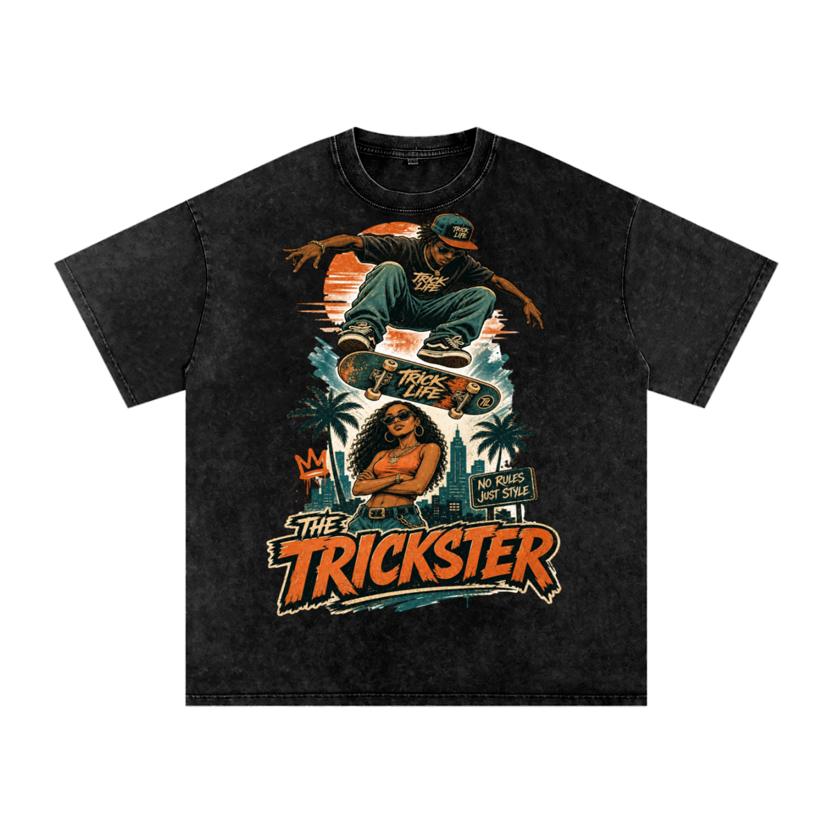 The trickster-Snow Washed Oversized Cotton T-Shirt