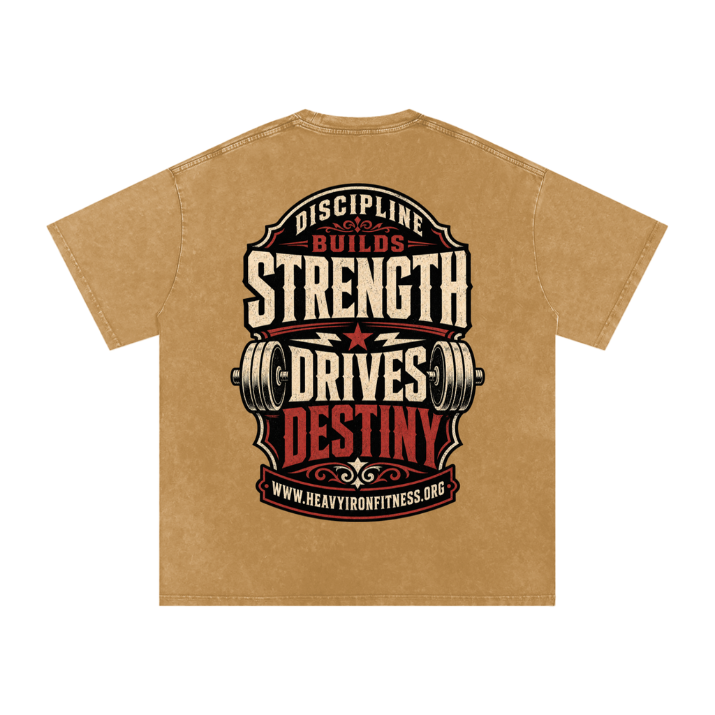 Discipline builds strength-Snow Washed Oversized Cotton T-Shirt