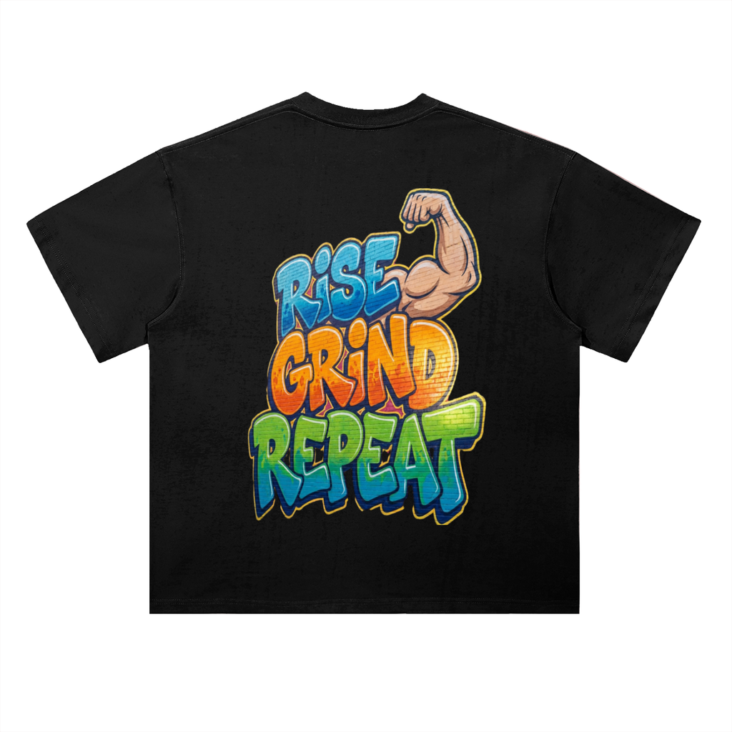 Rise grind repeat-Heavyweight Drop Shoulder Cotton T-Shirt