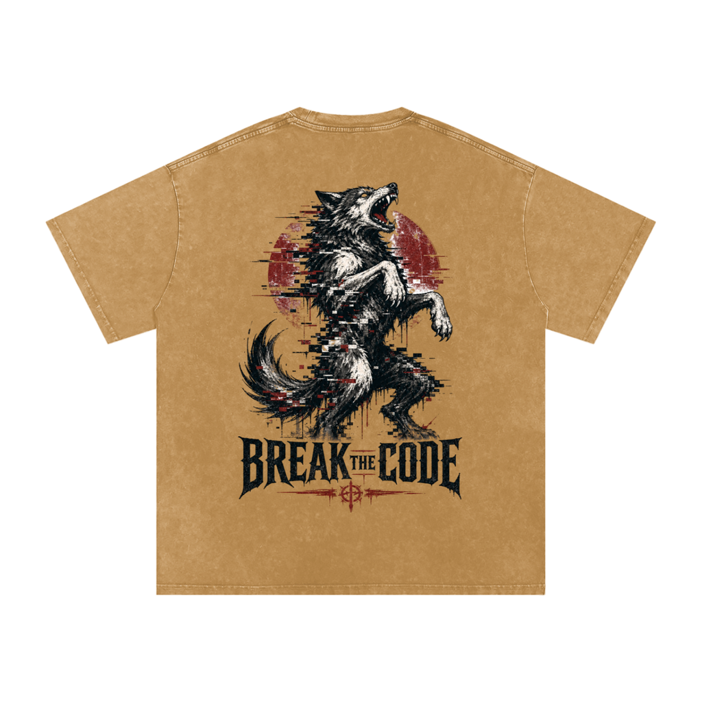 Break the code-Snow Washed Oversized Cotton T-Shirt