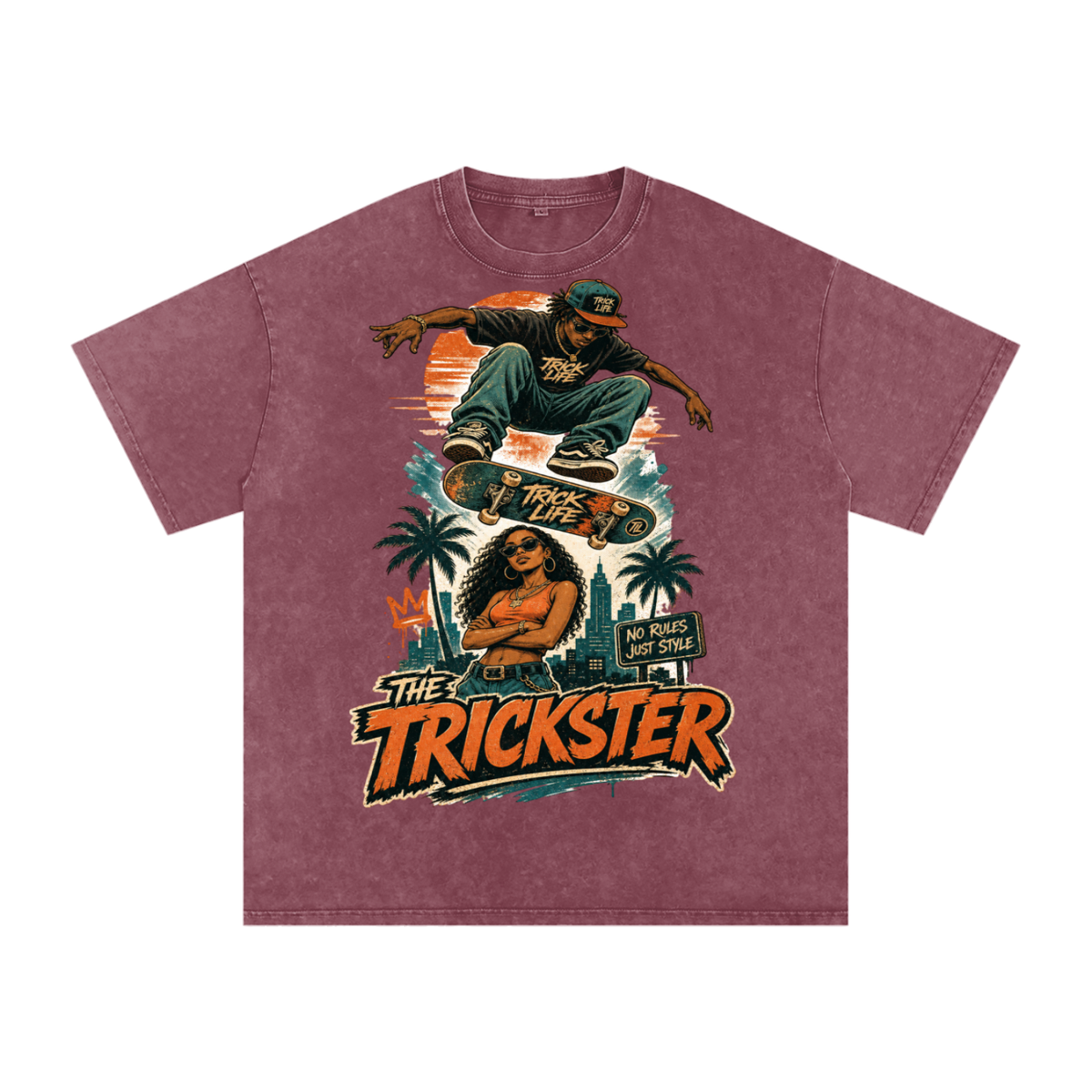 The trickster-Snow Washed Oversized Cotton T-Shirt