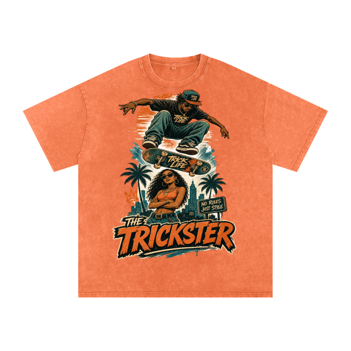 The trickster-Snow Washed Oversized Cotton T-Shirt