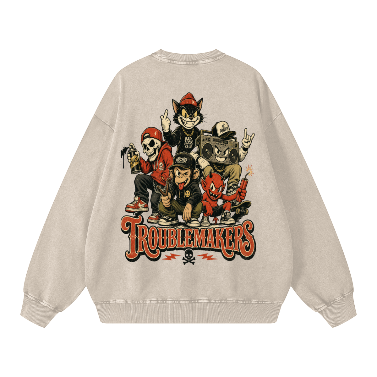 Trouble Makers — Oversized Snow Washed Sweatshirt