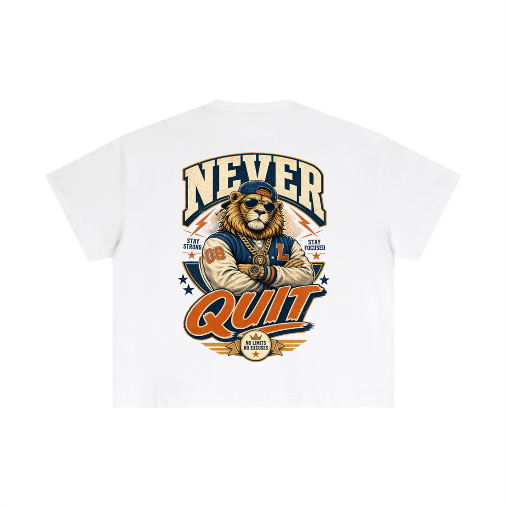 Never quit-Essential Cotton Boxy T-Shirt