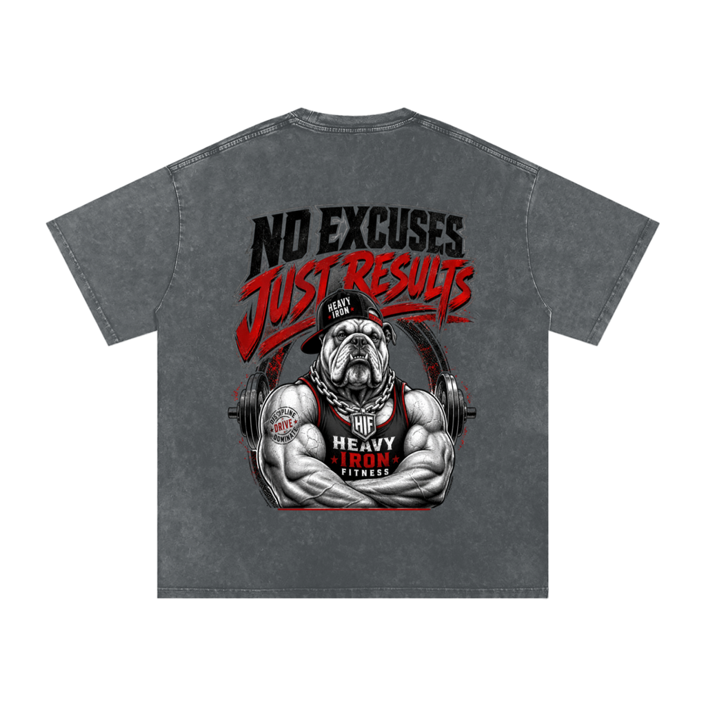 No excuses just results-Snow Washed Oversized Cotton T-Shirt