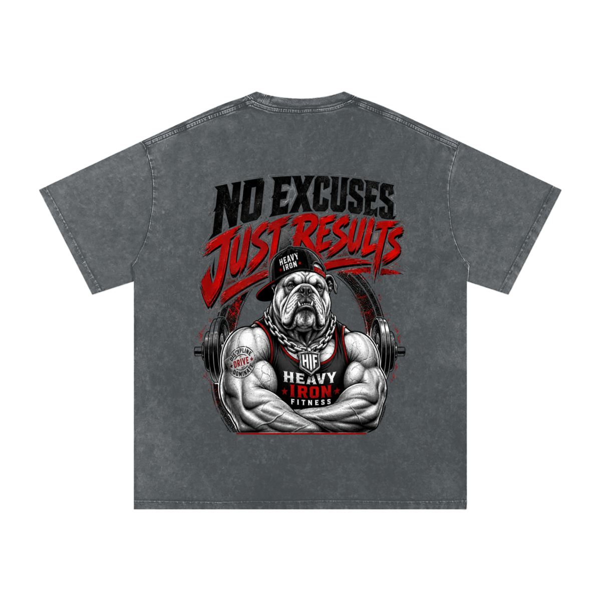 No excuses just results-Snow Washed Oversized Cotton T-Shirt