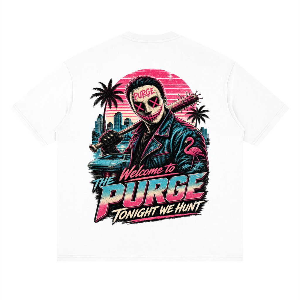 Welcome to the purge-Streetwear Loose Drop Shoulder T-Shirt