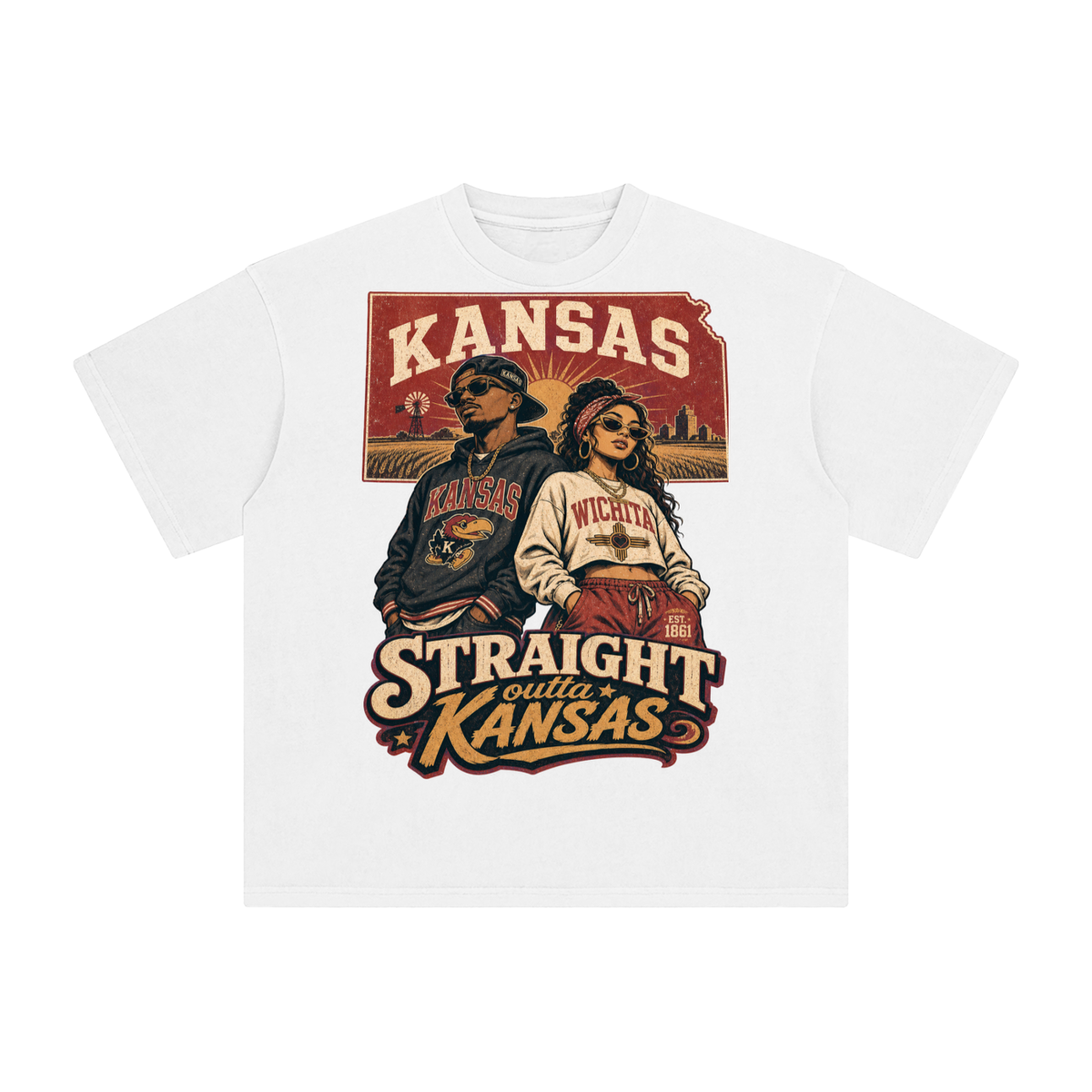 Kansas-Enzyme Washed T-Shirt