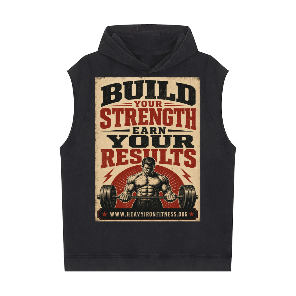 Build your strength-Snow Washed Sleeveless Hoodie