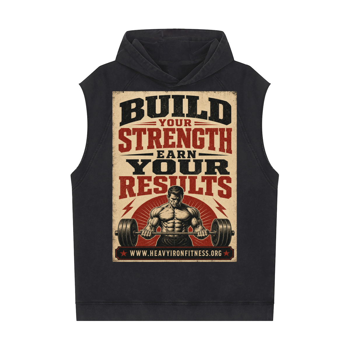 Build your strength-Snow Washed Sleeveless Hoodie