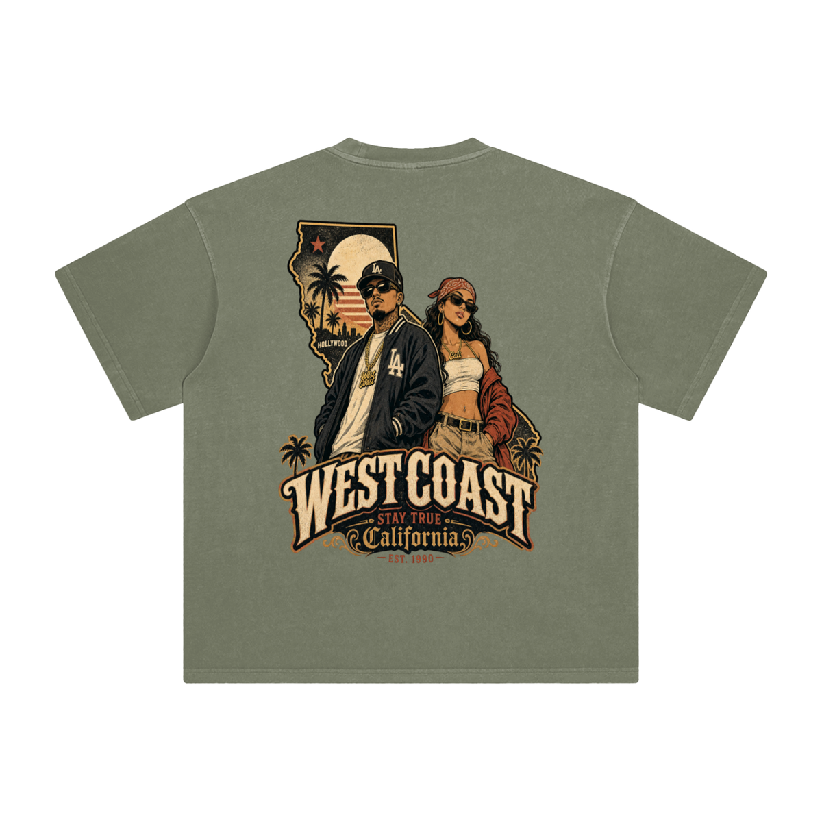 West coast-Enzyme Washed T-Shirt