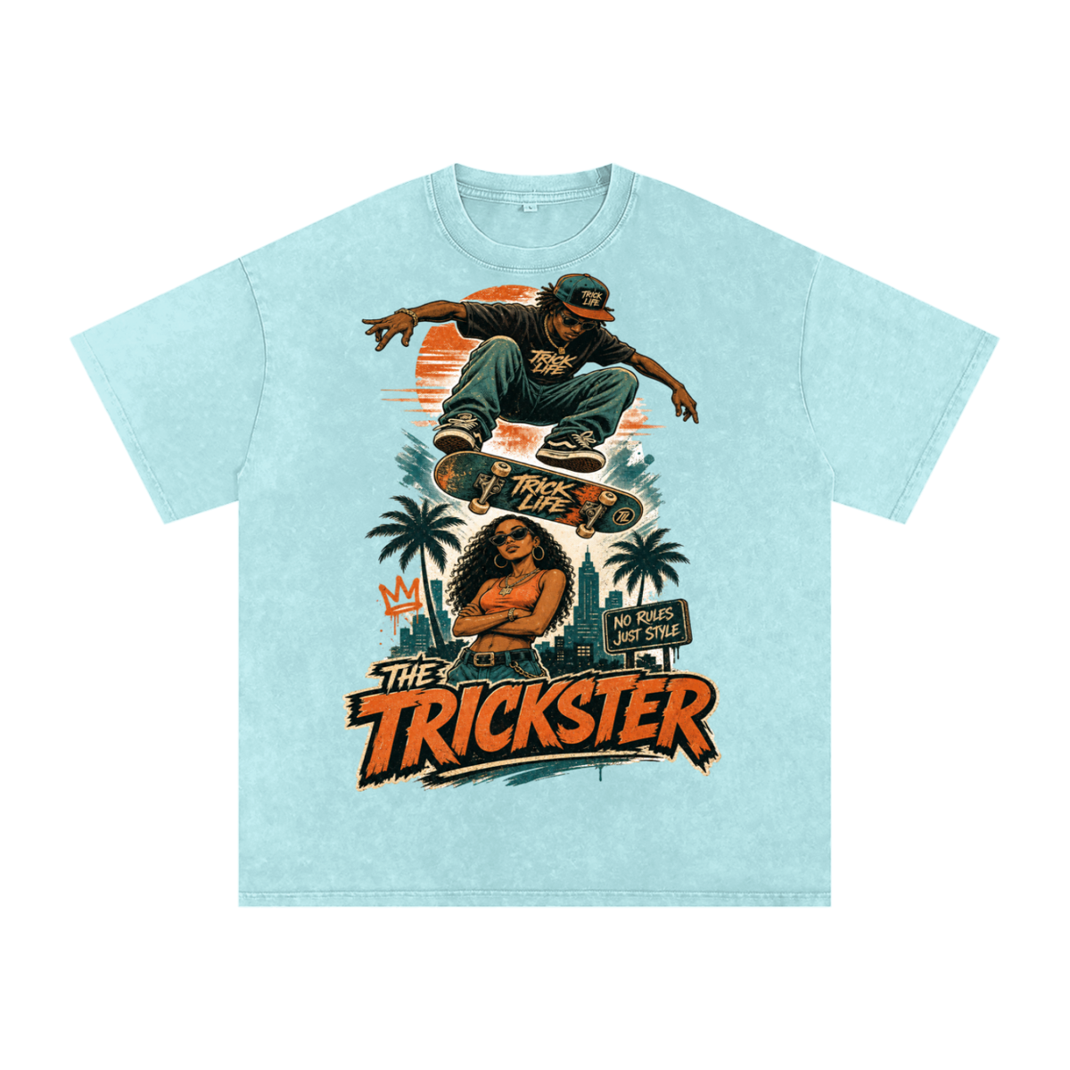 The trickster-Snow Washed Oversized Cotton T-Shirt