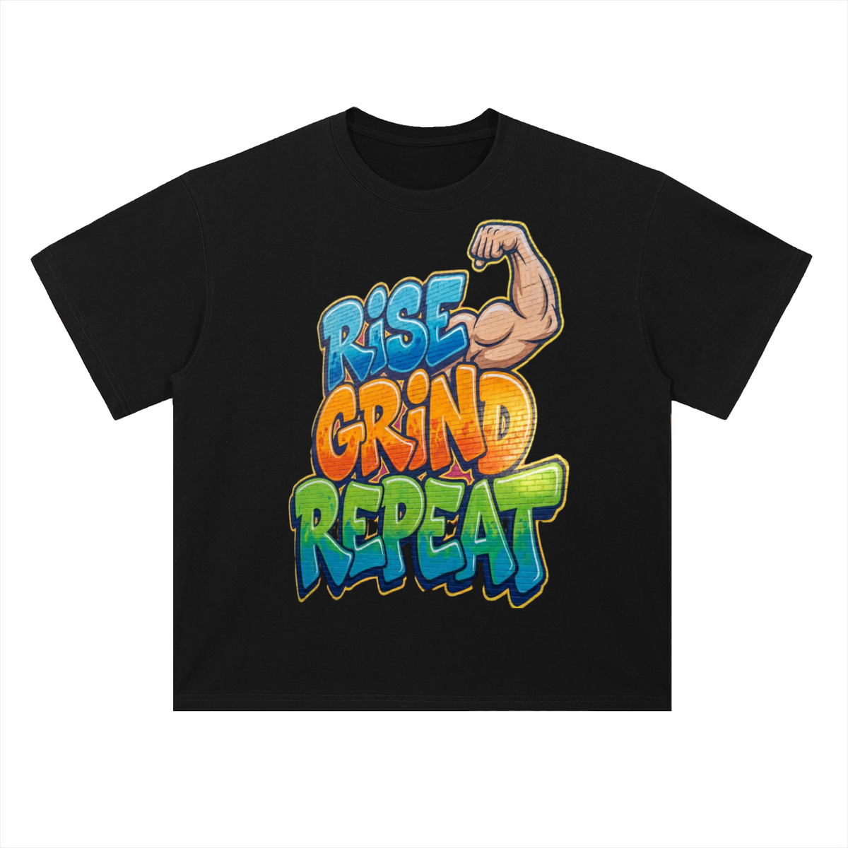 Rise grind repeat-Heavyweight Drop Shoulder Cotton T-Shirt