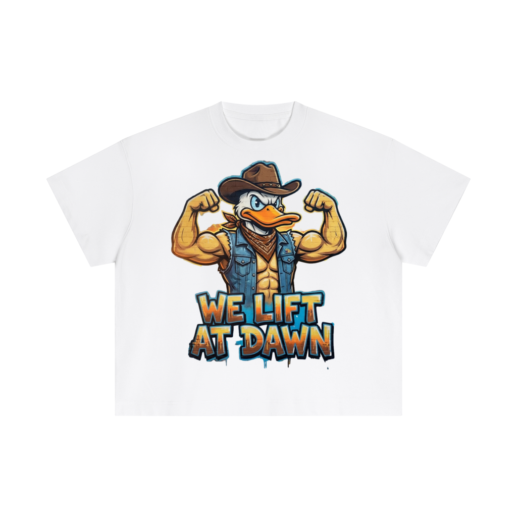 We lift at dawn-Essential Cotton Boxy T-Shirt