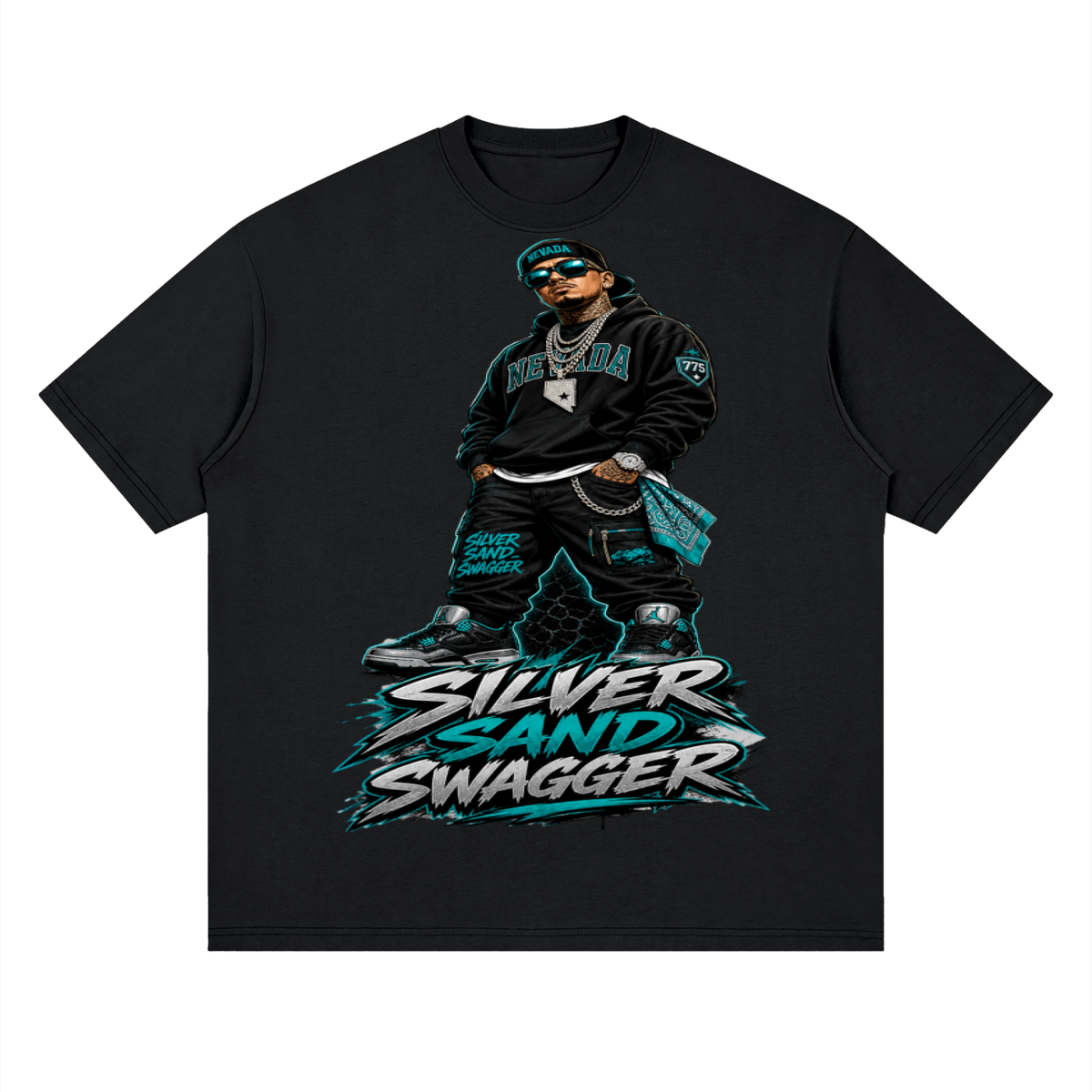 Silver sand swagger-Streetwear Loose Drop Shoulder T-Shirt