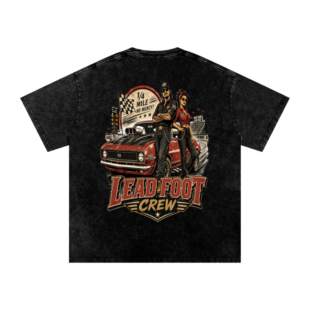 Lead foot crew-Snow Washed Oversized Cotton T-Shirt