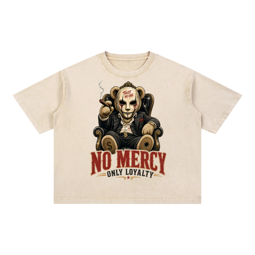 No mercy-Mineral Wash Boxy Cotton T-Shirt