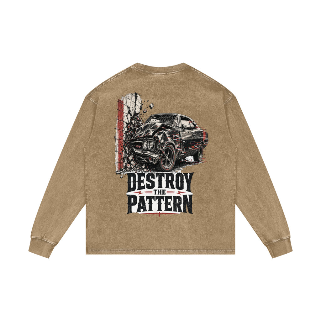 Destroy the pattern-Acid Wash Oversize Long Sleeve T-Shirt