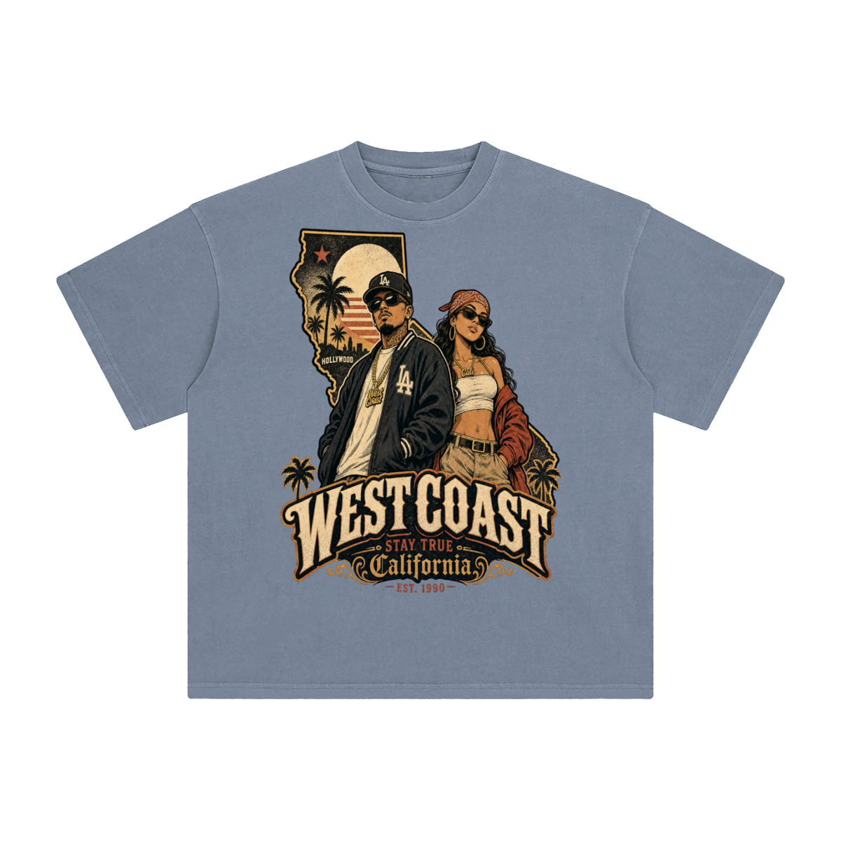 West coast-Enzyme Washed T-Shirt