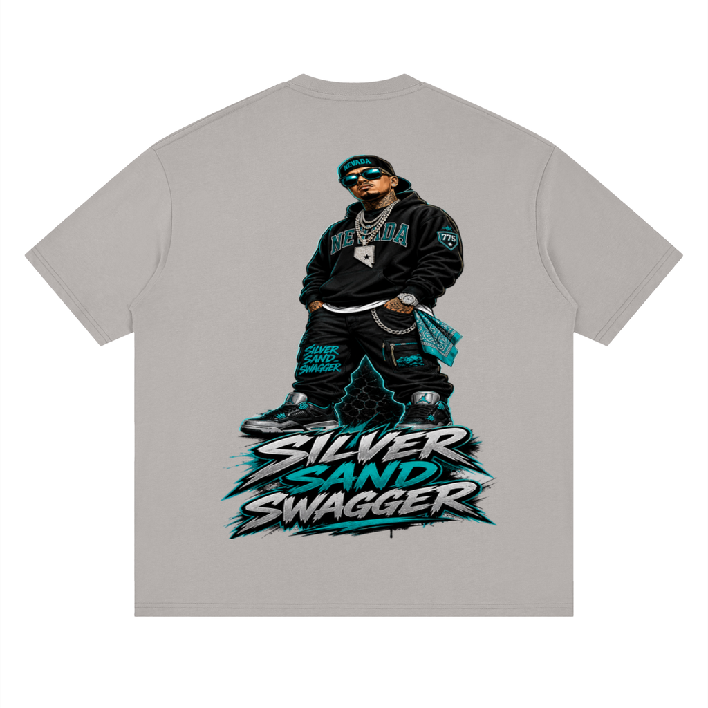 Silver sand swagger-Streetwear Loose Drop Shoulder T-Shirt