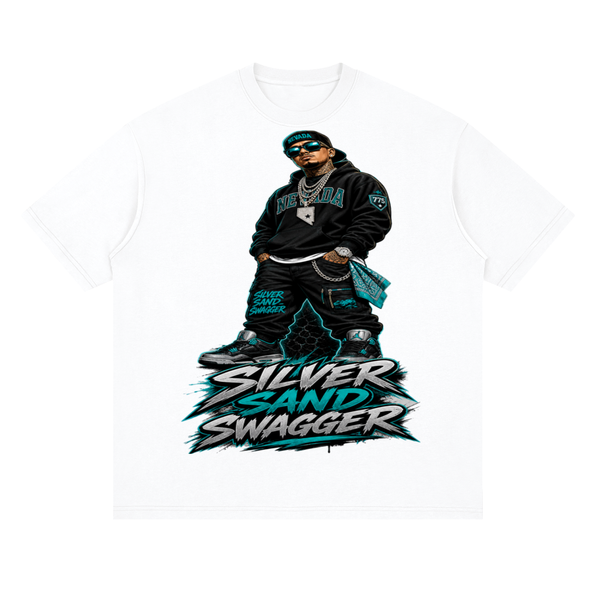 Silver sand swagger-Streetwear Loose Drop Shoulder T-Shirt