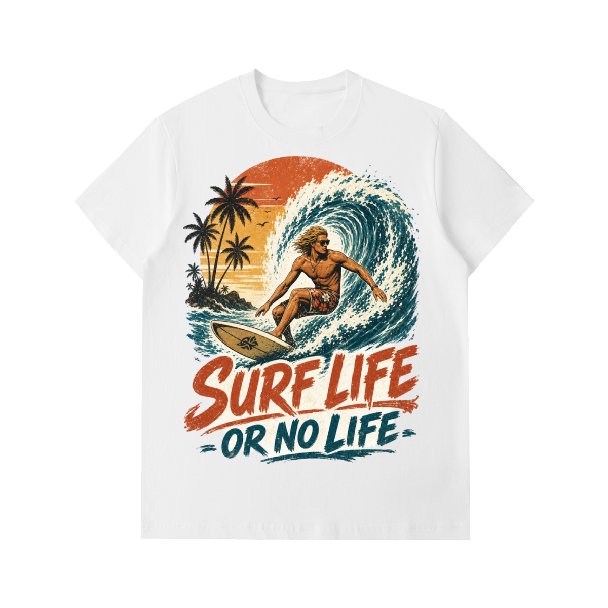 Surf life or no life-Essential Heavyweight Cotton T-Shirt