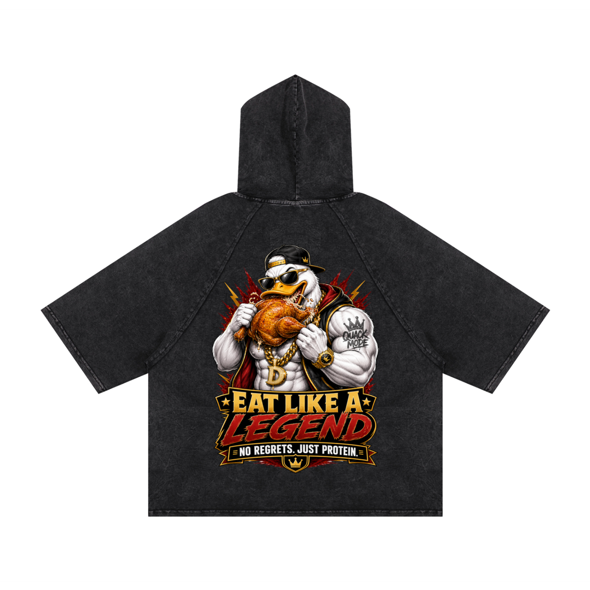Eat like a legend-Snow Washed Hooded Boxy T-Shirt