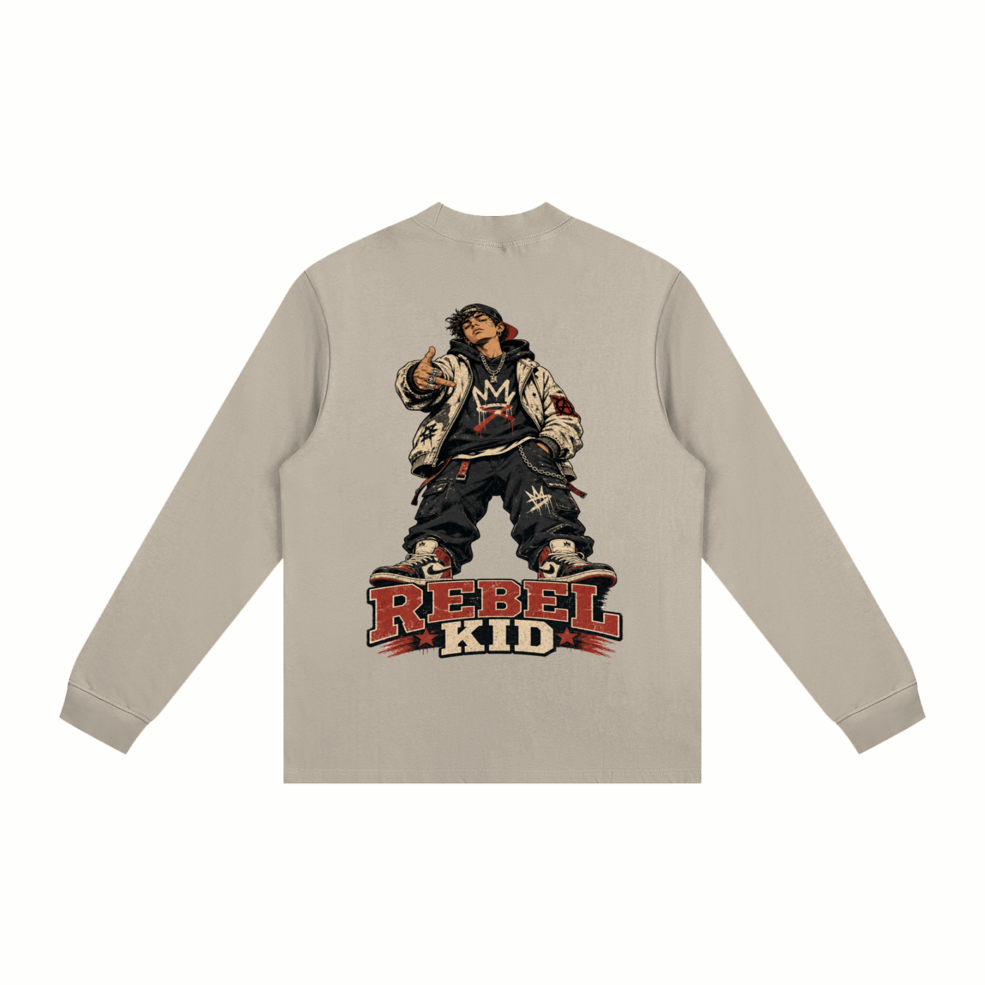 Rebel kid-Essential Non-Shrink Mock Neck Sweatshirt