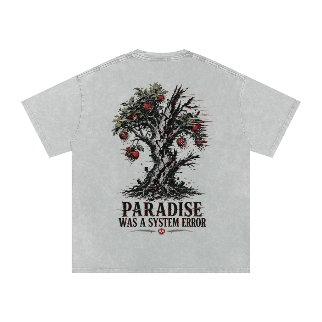 Paradise was a system error-Snow Washed Oversized Cotton T-Shirt
