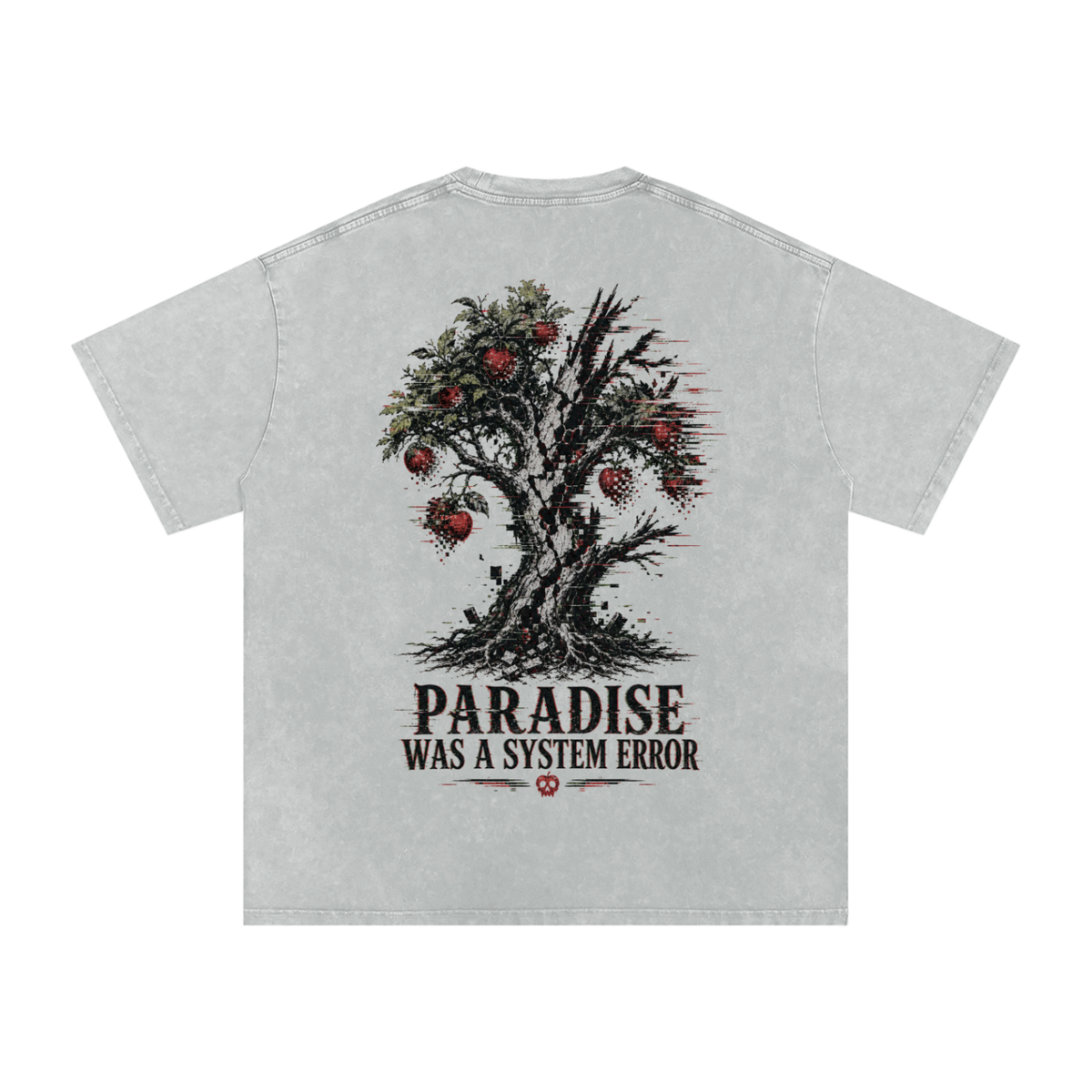 Paradise was a system error-Snow Washed Oversized Cotton T-Shirt