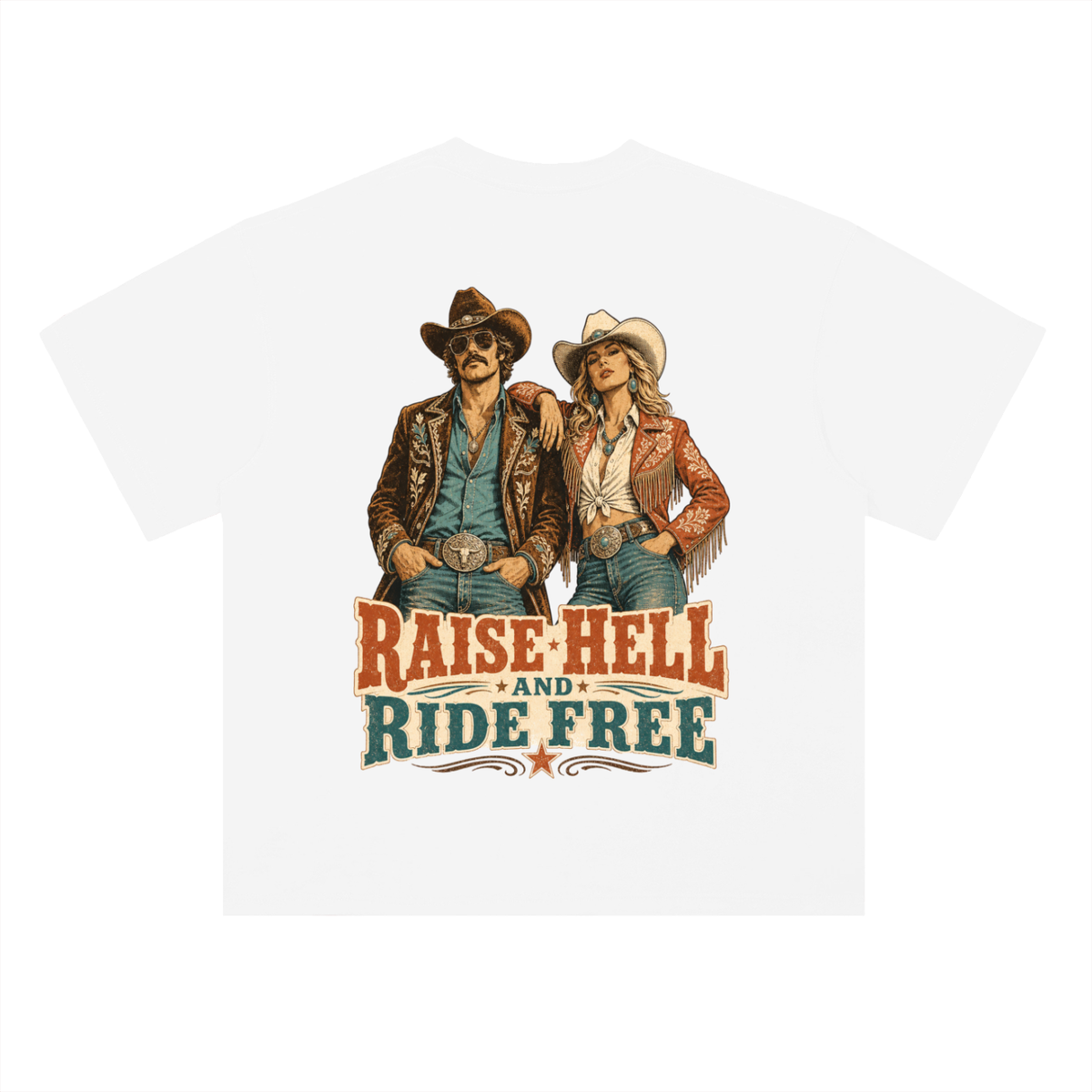 Raise hell and ride free-Heavyweight Drop Shoulder Cotton T-Shirt