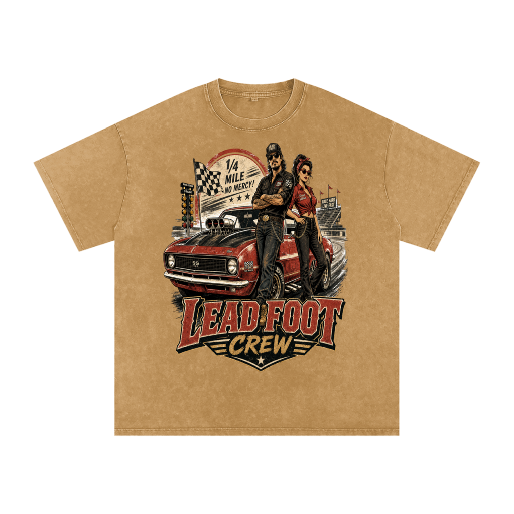 Lead foot crew-Snow Washed Oversized Cotton T-Shirt
