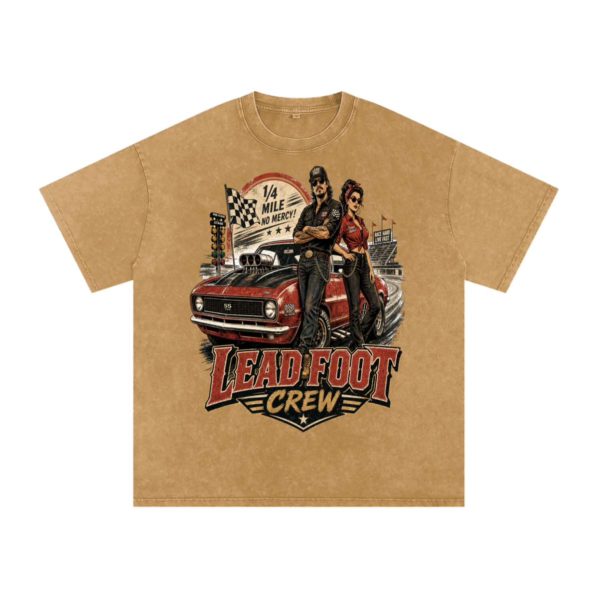 Lead foot crew-Snow Washed Oversized Cotton T-Shirt