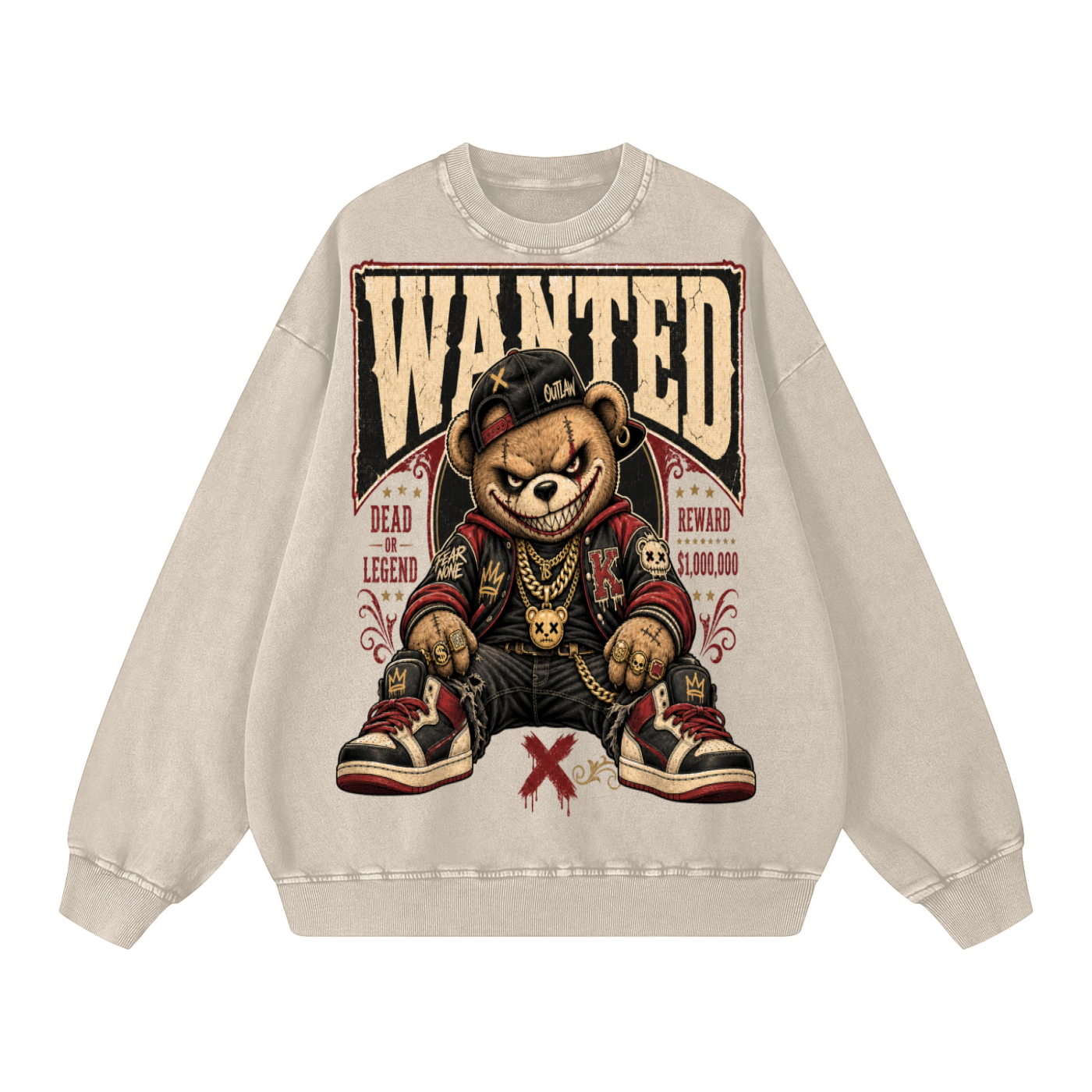 Unisex Wanted Snow Washed Oversized Sweatshirt
