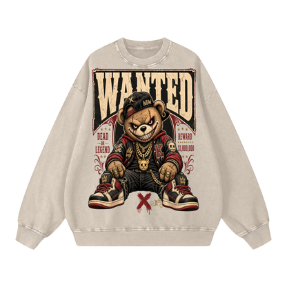 Unisex Wanted Snow Washed Oversized Sweatshirt