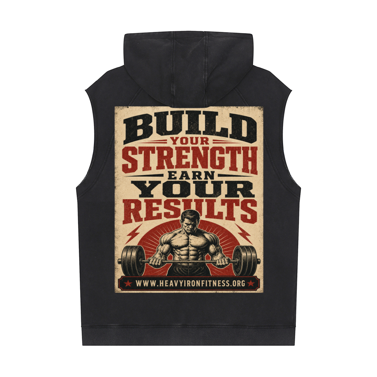 Build your strength-Snow Washed Sleeveless Hoodie