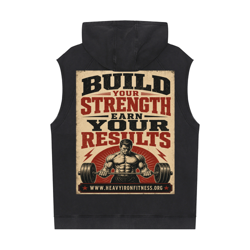 Build your strength-Snow Washed Sleeveless Hoodie