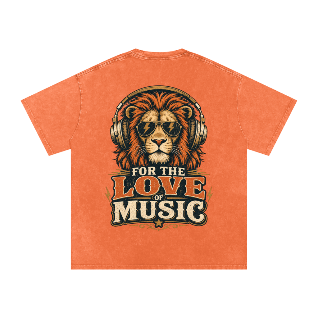 For the love of music-Snow Washed Oversized Cotton T-Shirt