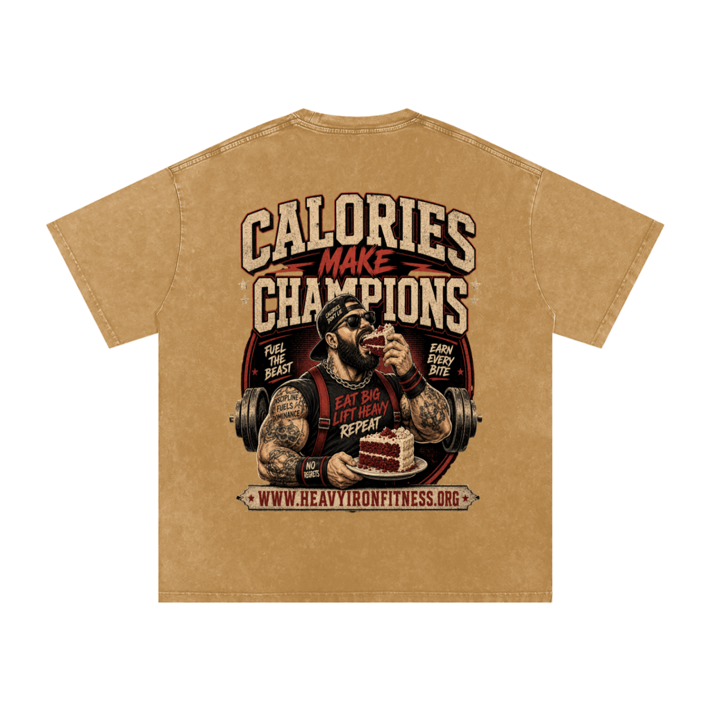 Calories make champions-Snow Washed Oversized Cotton T-Shirt
