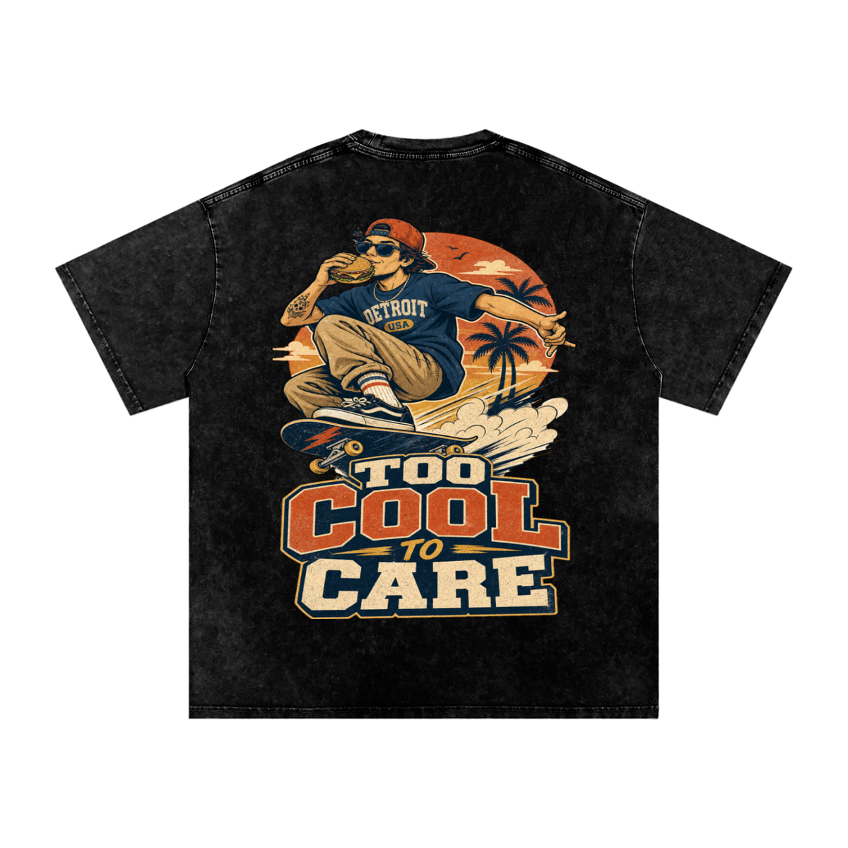 Too cool to care-Snow Washed Oversized Cotton T-Shirt