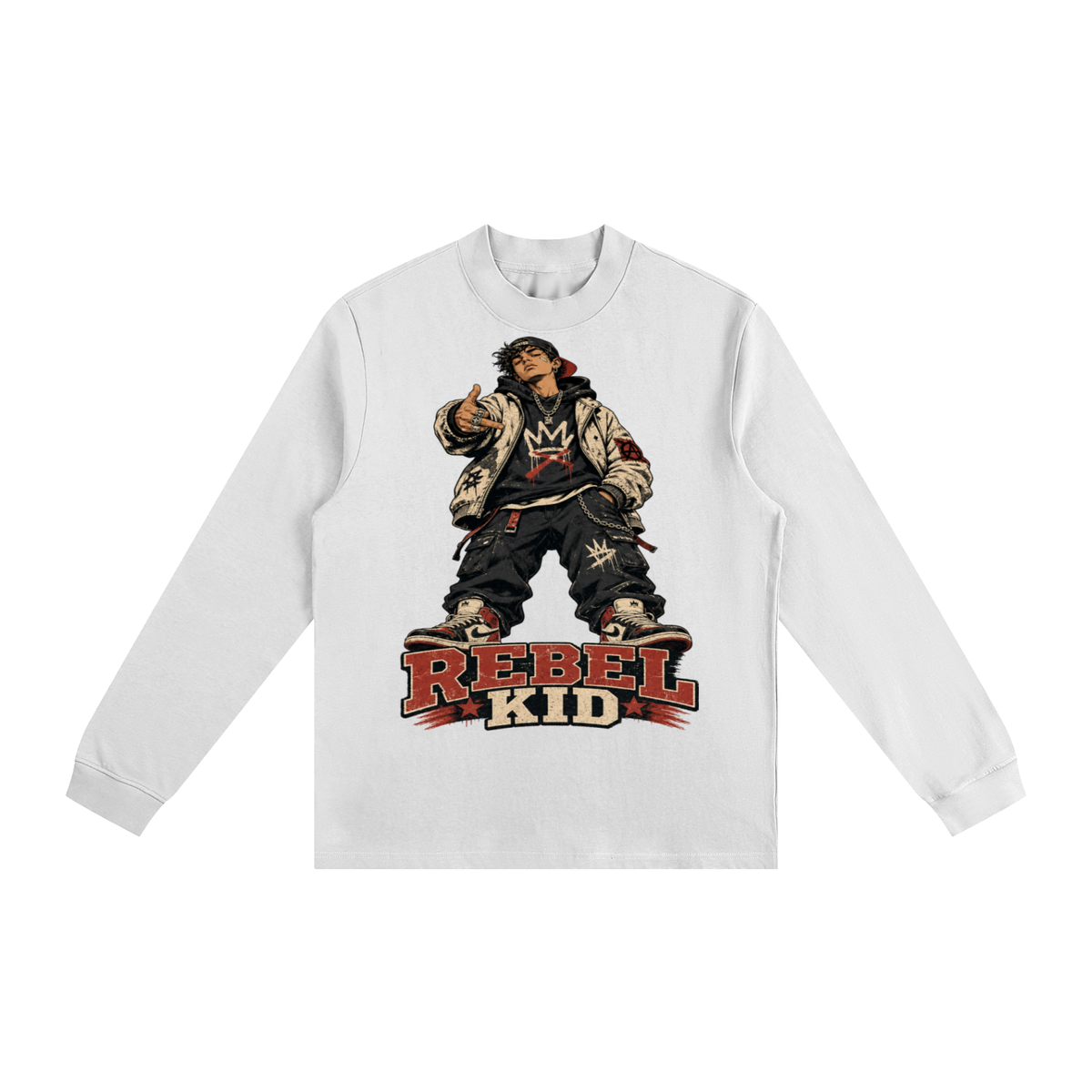 Rebel kid-Essential Non-Shrink Mock Neck Sweatshirt