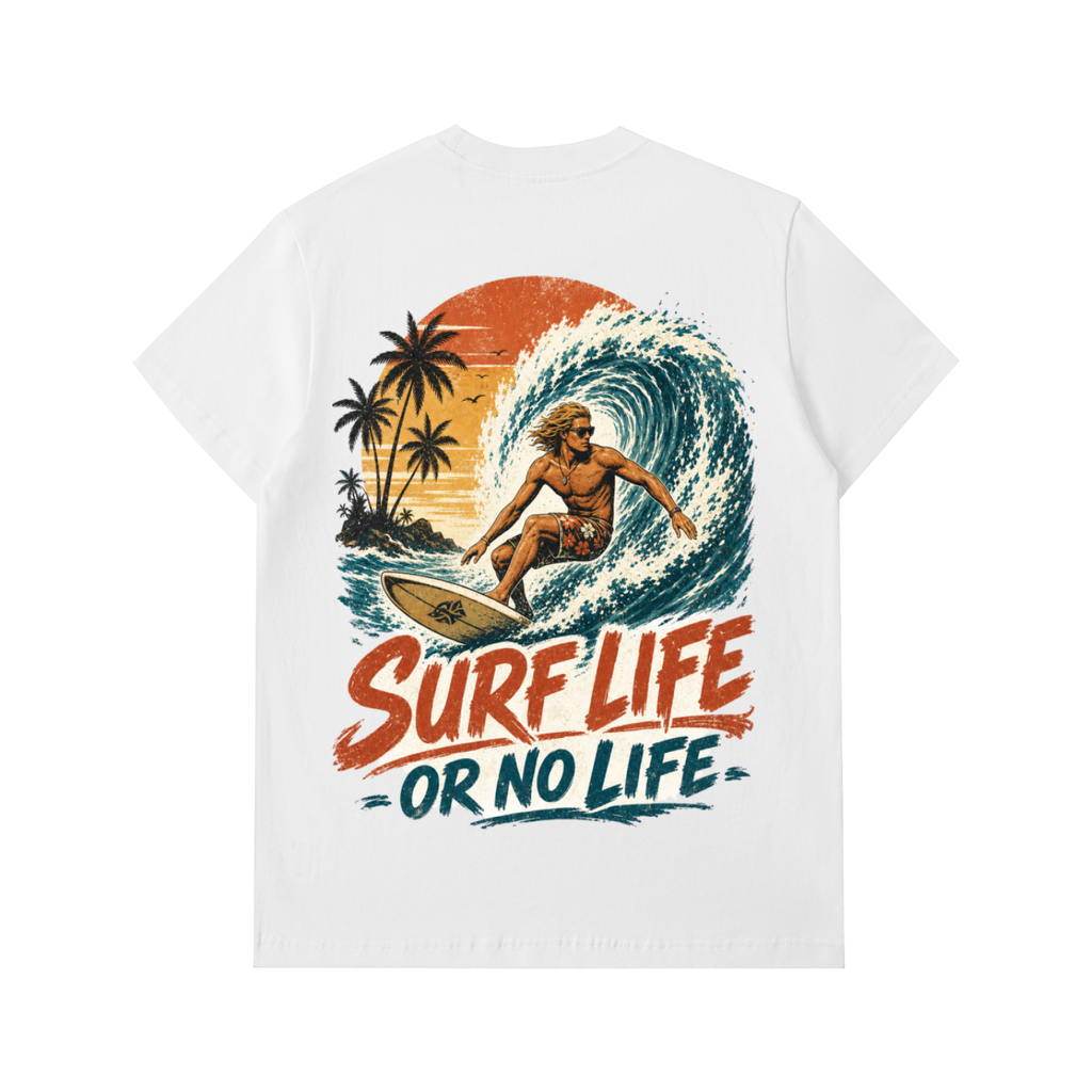 Surf life or no life-Essential Heavyweight Cotton T-Shirt