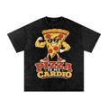Pizza is my cardio-Snow Washed Oversized Cotton T-Shirt