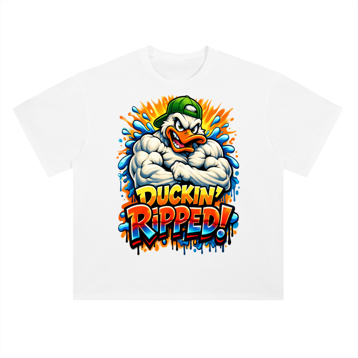 Duckin ripped-Heavyweight Drop Shoulder Cotton T-Shirt