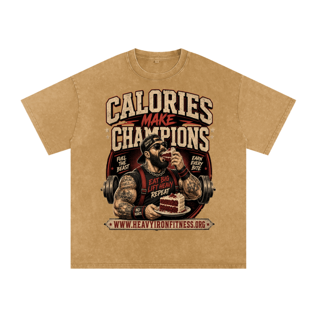 Calories make champions-Snow Washed Oversized Cotton T-Shirt