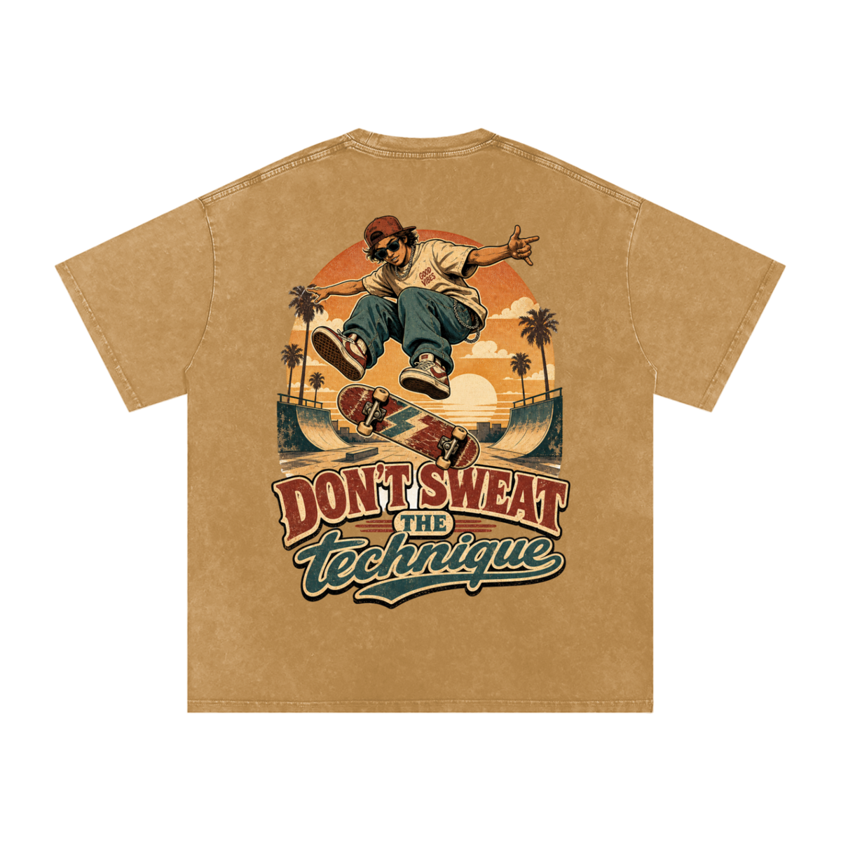 Don't sweat the technique-Snow Washed Oversized Cotton T-Shirt