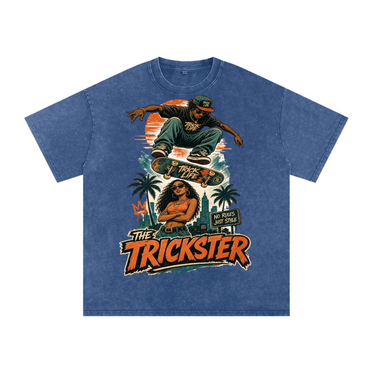The trickster-Snow Washed Oversized Cotton T-Shirt